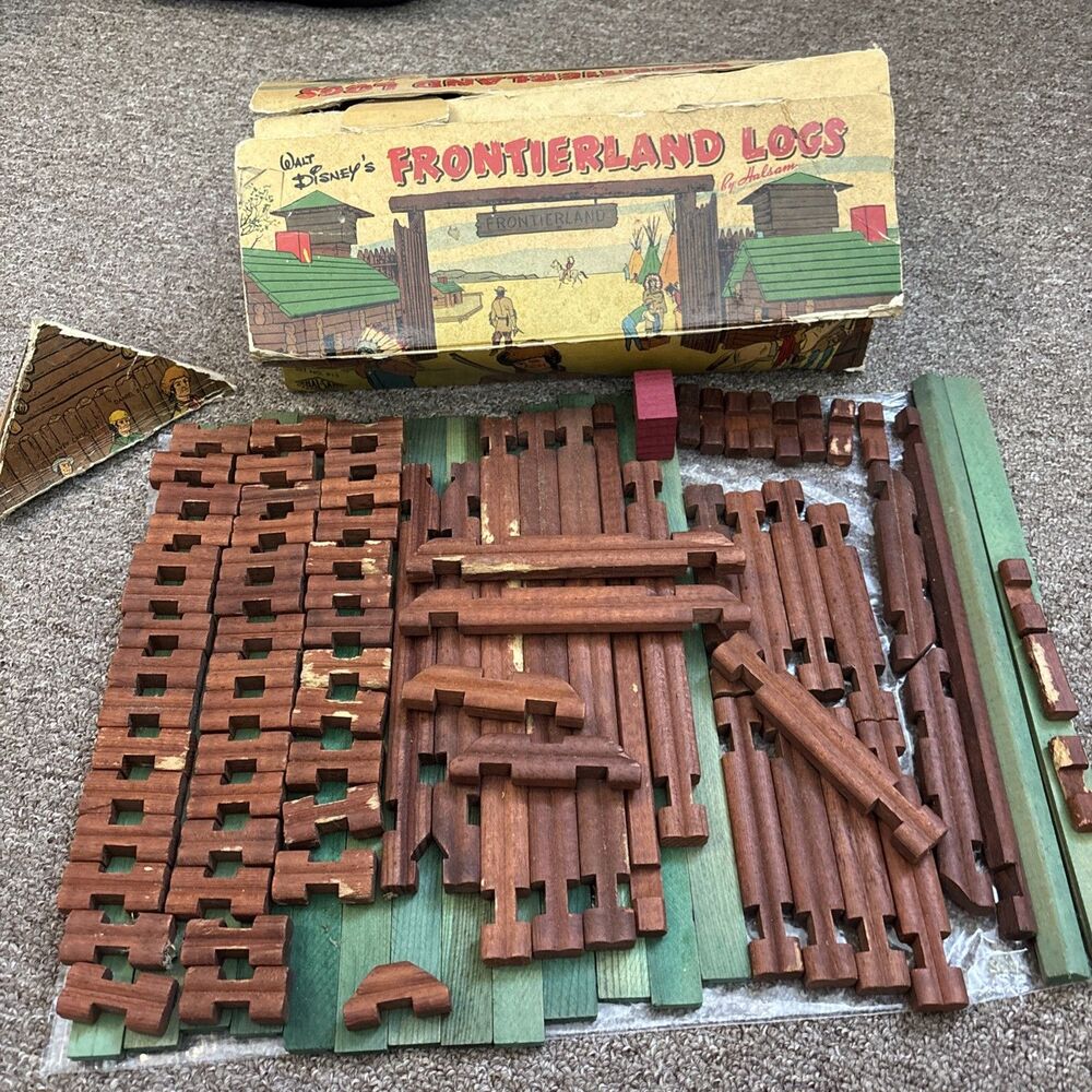 Vintage 1950s Walt Disney’s Frontierland Logs Set #915 USA By Halsam